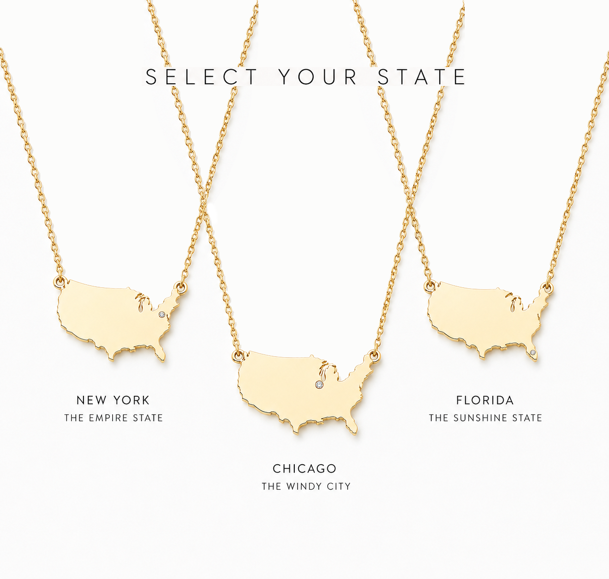 USA Diamond Map Necklace