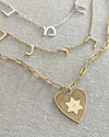 Heart Star of David Diamond Paperclip Necklace