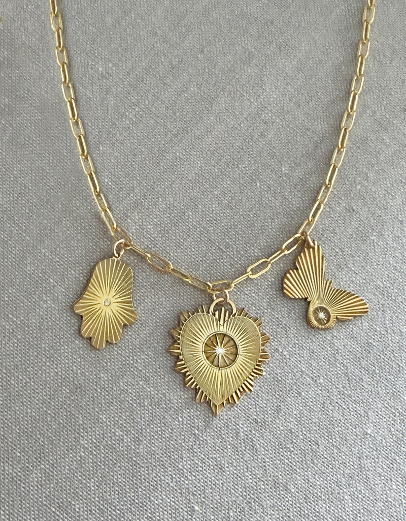 Vesta Three Diamond Charm Necklace