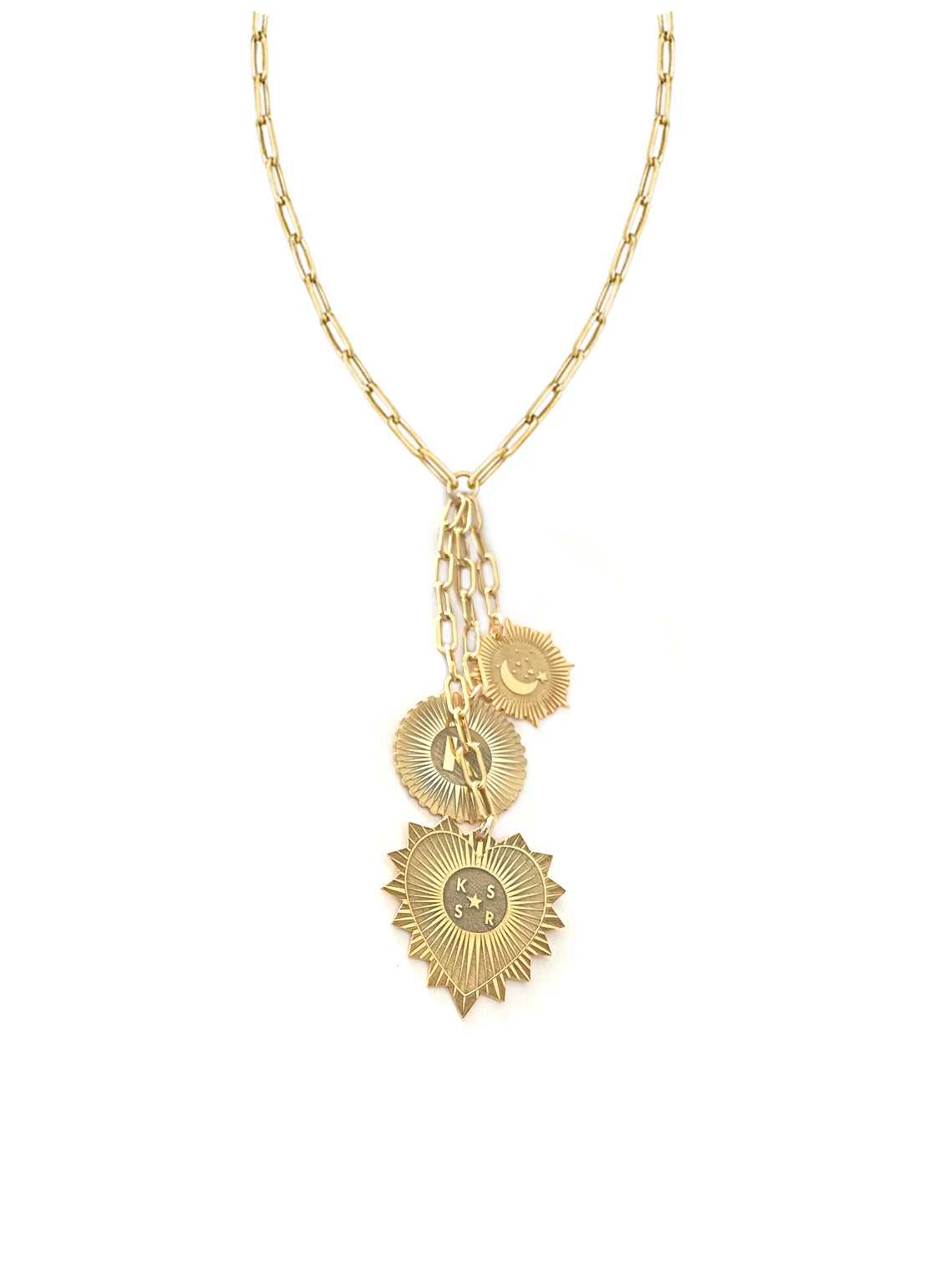 Vesta Custom Three Medallion Lariat (Am Israel Chai)