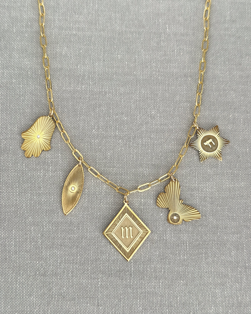 Vesta Five Charm Initial Necklace