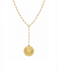 Vesta Initial Medallion Paperclip Lariat