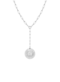 Vesta Initial Medallion Paperclip Lariat