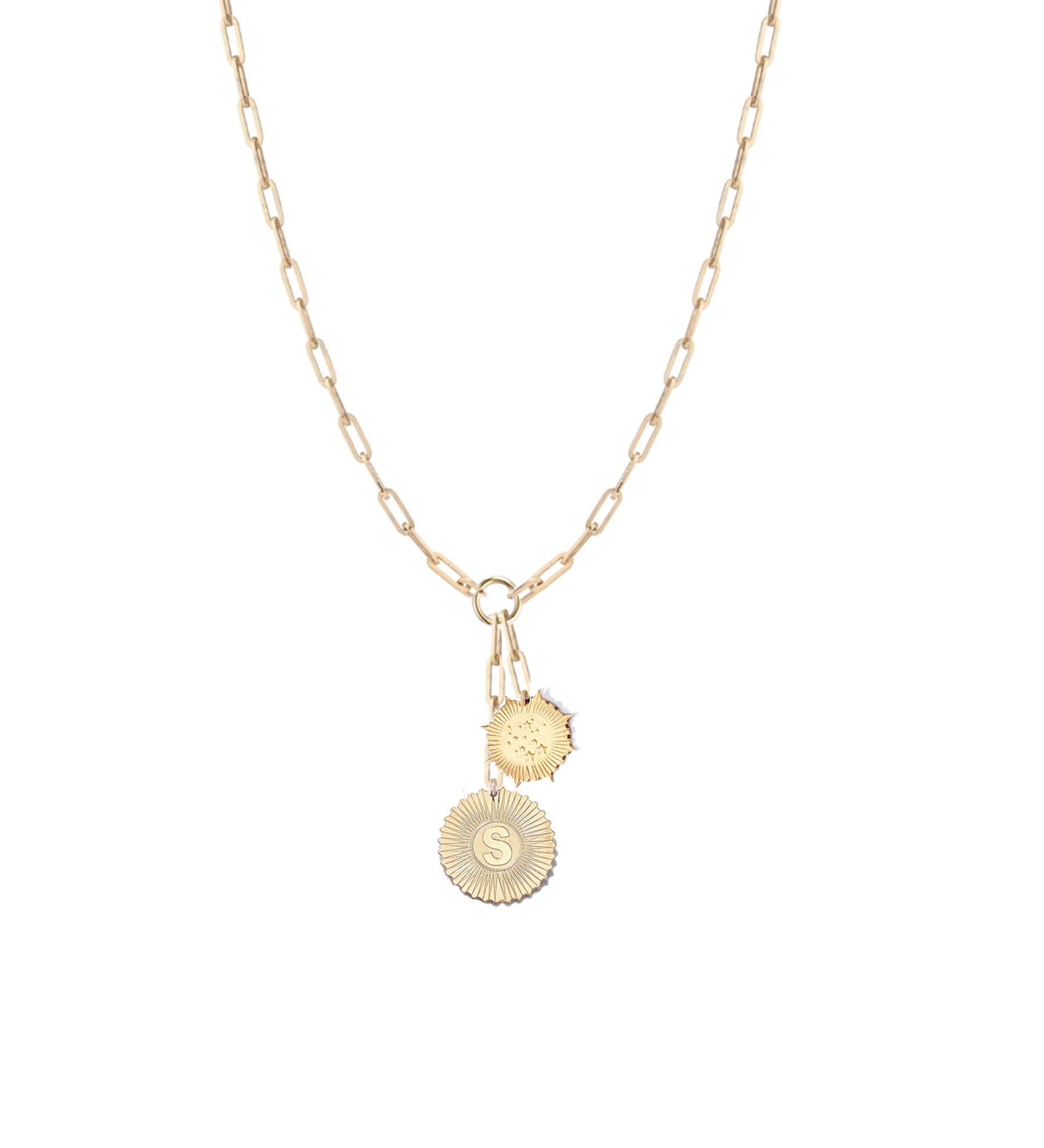 Vesta Initial and Constellations  Medallion Necklace
