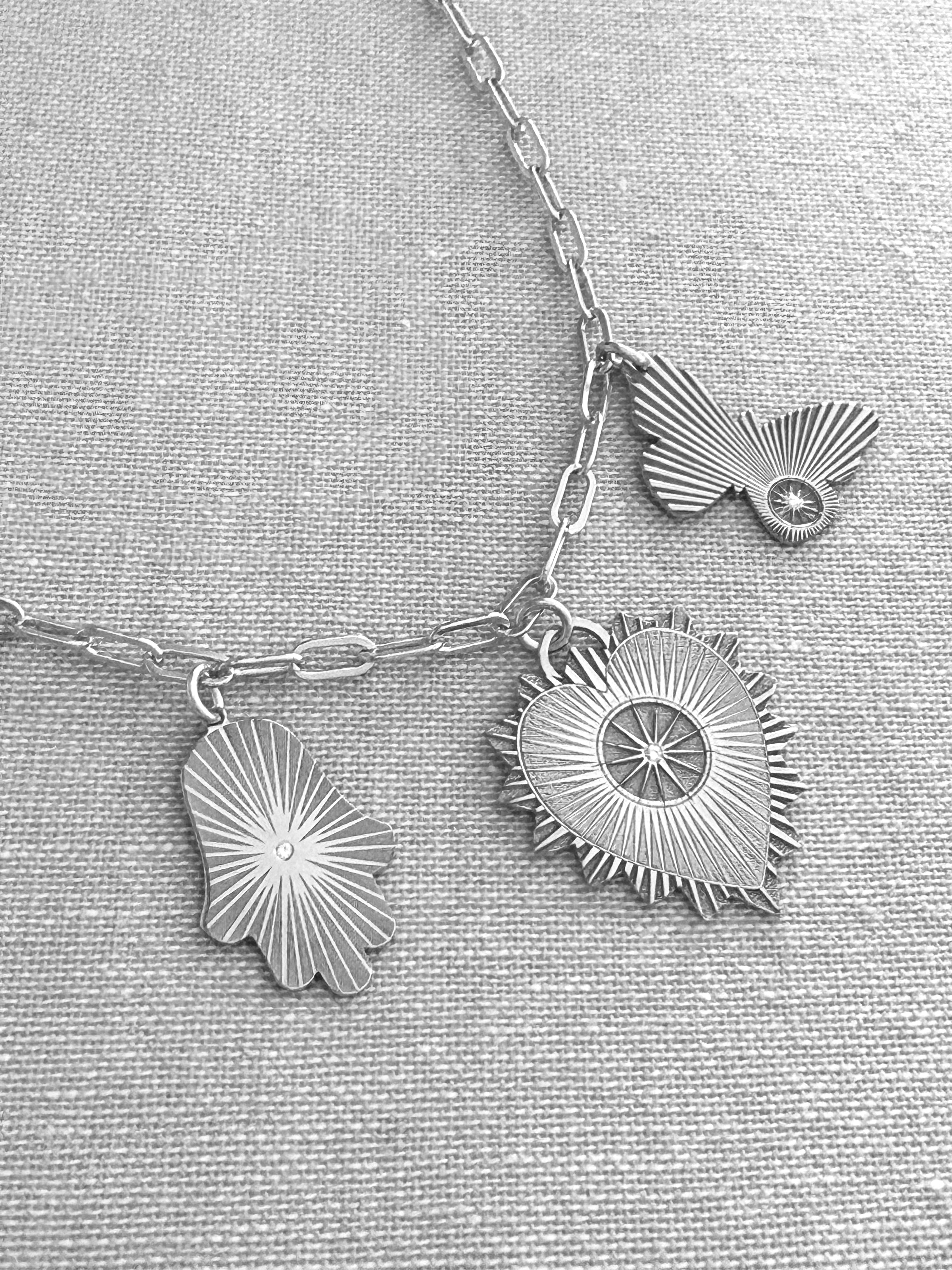 Vesta Three Diamond Charm Necklace