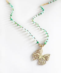 Aventurine Vintage Butterfly Necklace