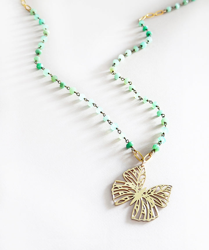 Aventurine Vintage Butterfly Necklace
