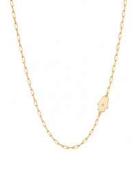 Dani Hamsa Diamond Paperclip Necklace