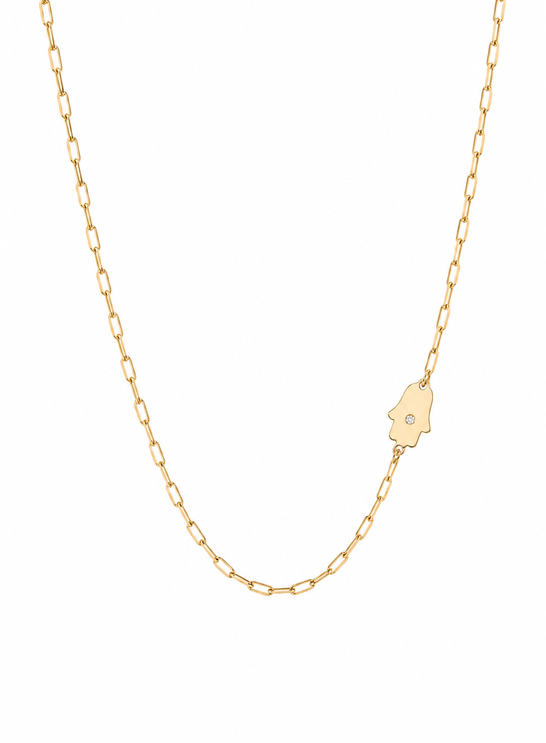 Dani Hamsa Diamond Paperclip Necklace
