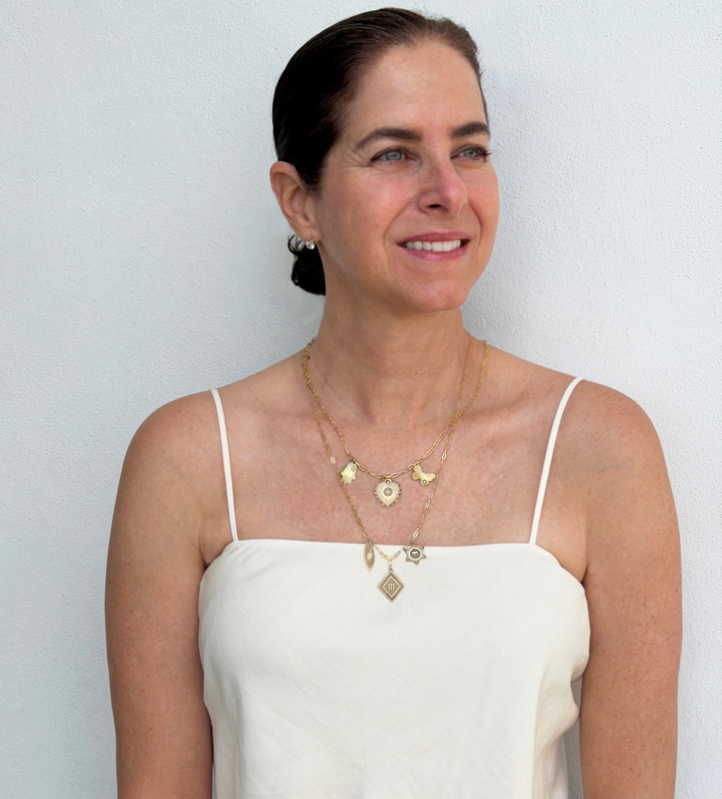 Vesta Three Diamond Charm Necklace II