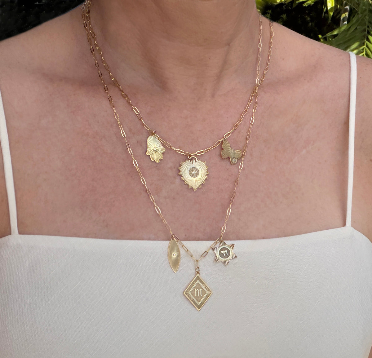 Vesta Three Diamond Charm Necklace