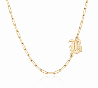 Noah Gothic Side Initial Paperclip Necklace