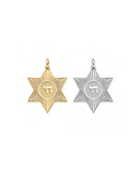 Chai Star of David Medallion Charm