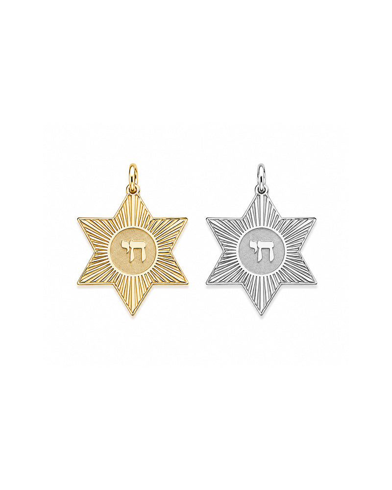 Chai Star of David Medallion Charm