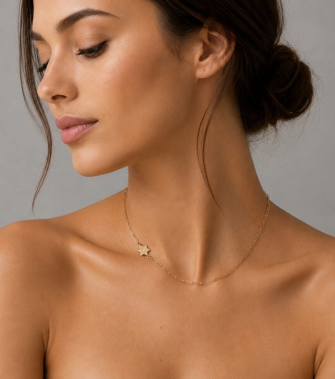 Dani Star of David Diamond Paperclip Necklace
