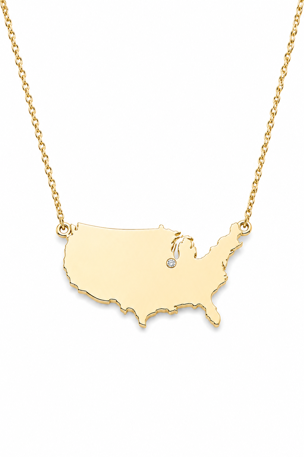 USA Diamond Map Necklace