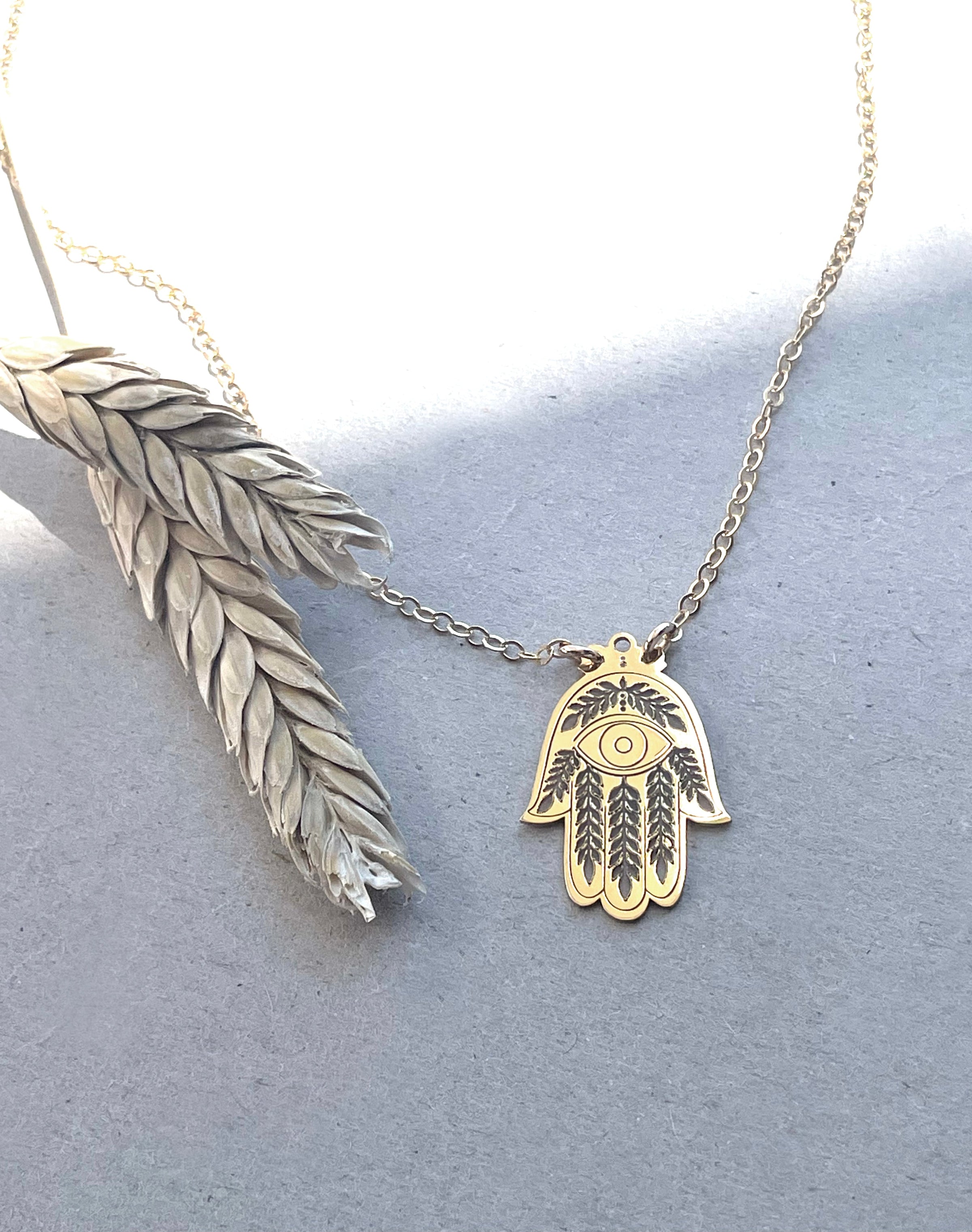 Lily Hamsa Necklace (Am Israel Chai)