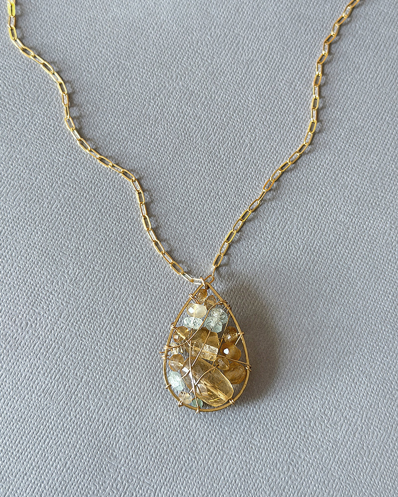 Citrine and Aquamarine Vintage Weave Necklace