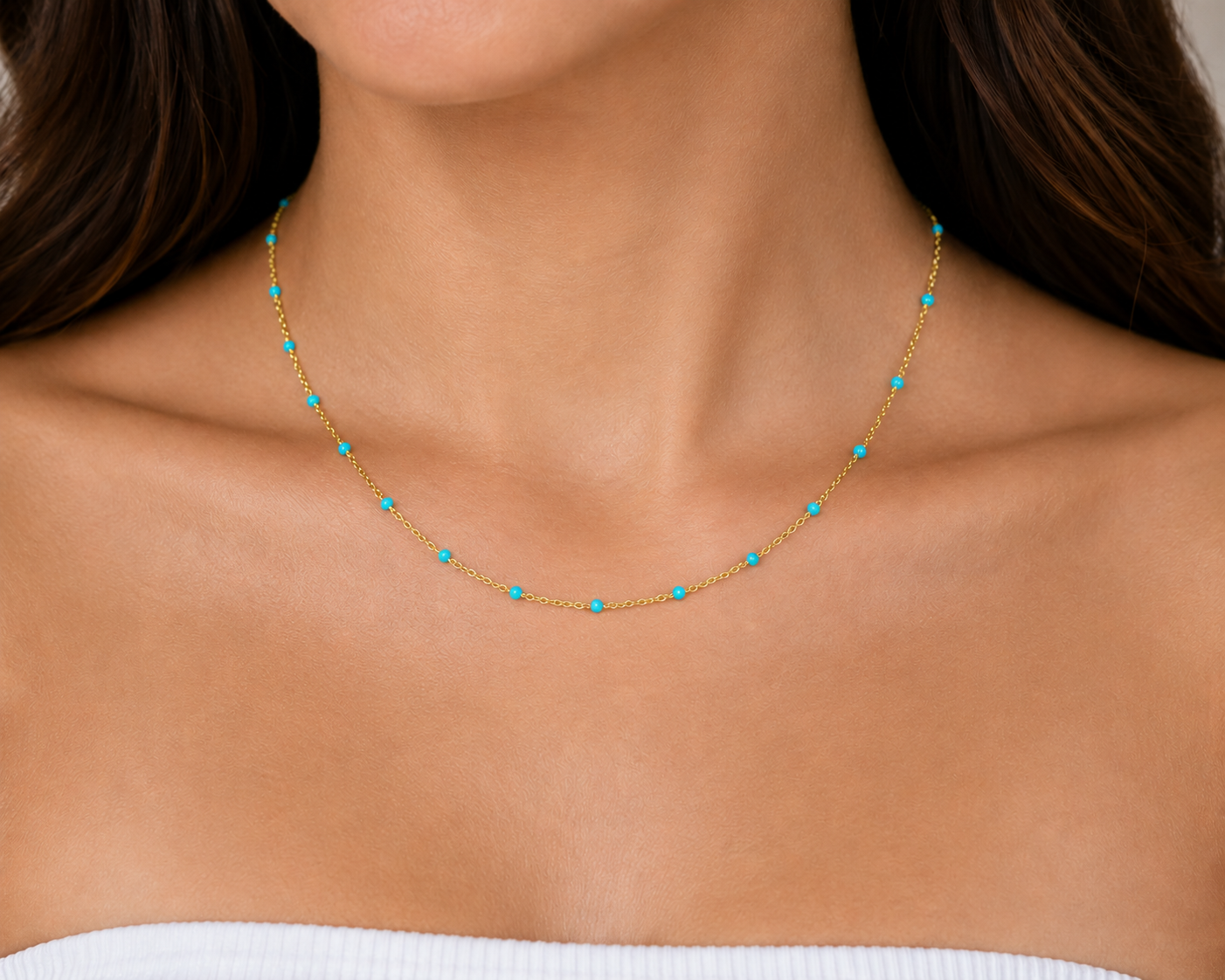 Mia Turquoise Enamel Beaded Chain