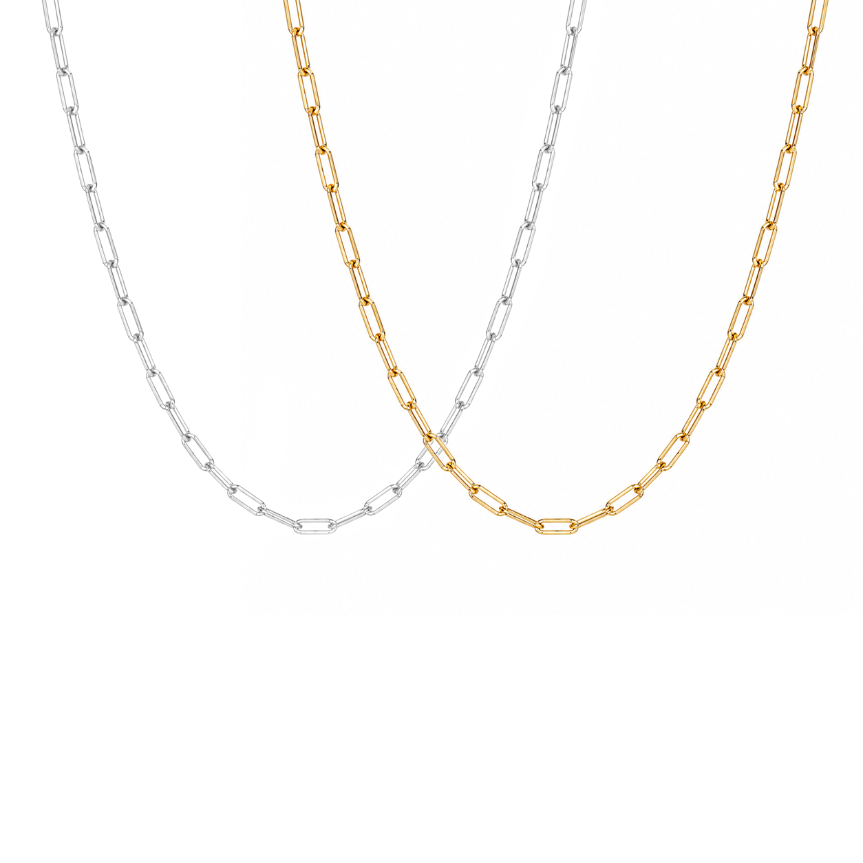 Elle Sterling Silver or Gold Plated Paperclip Link Chain