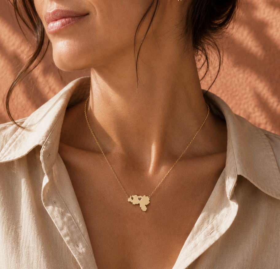 Venezuela Heart Map Necklace
