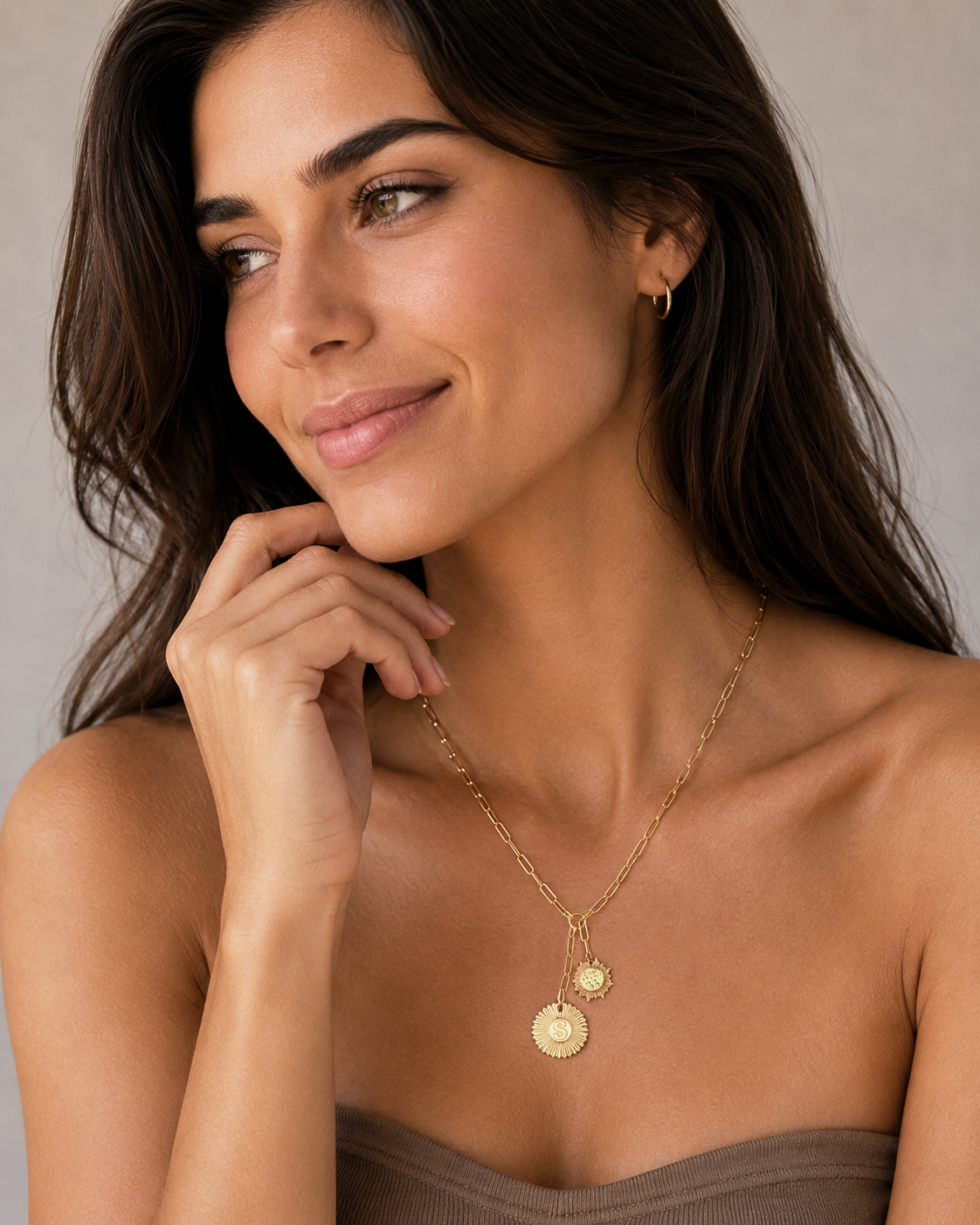 Vesta Initial and Constellations  Medallion Necklace
