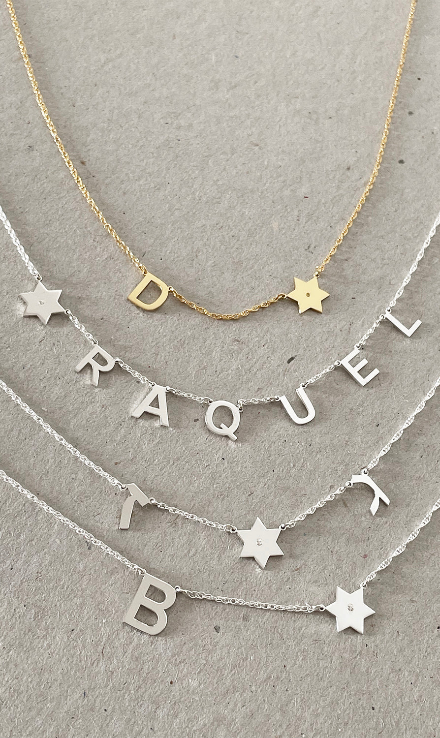 Taly Initials and Star of David Diamond Necklace