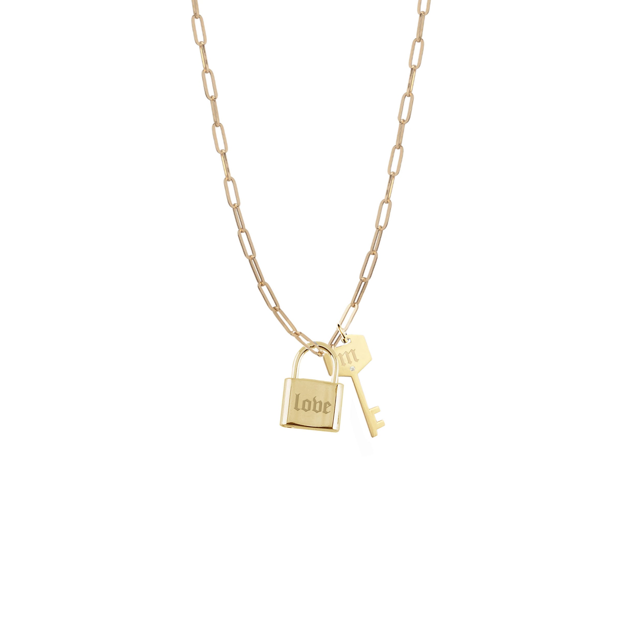 lock and key necklace gold