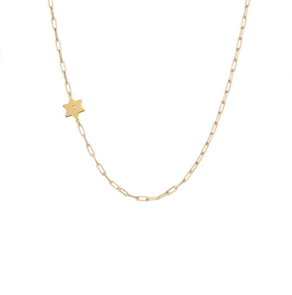Dani Star of David Diamond Paperclip Necklace – Miriam Merenfeld