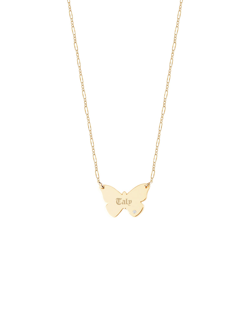 Personalized Diamond Butterfly Necklace