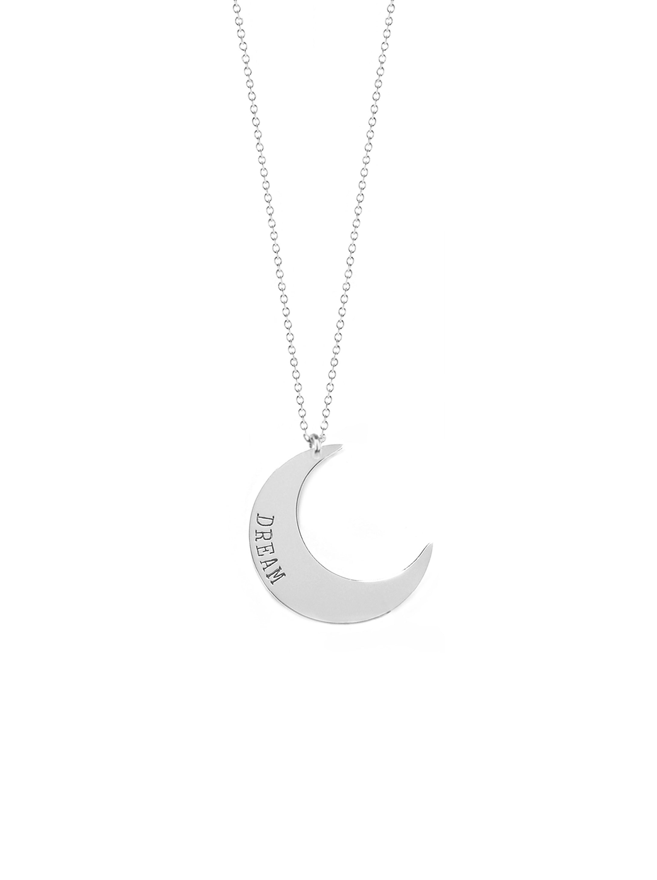 Engraved crescent moon outlet necklace