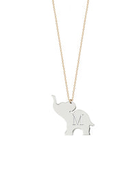 Good Luck Elephant Initial Necklace