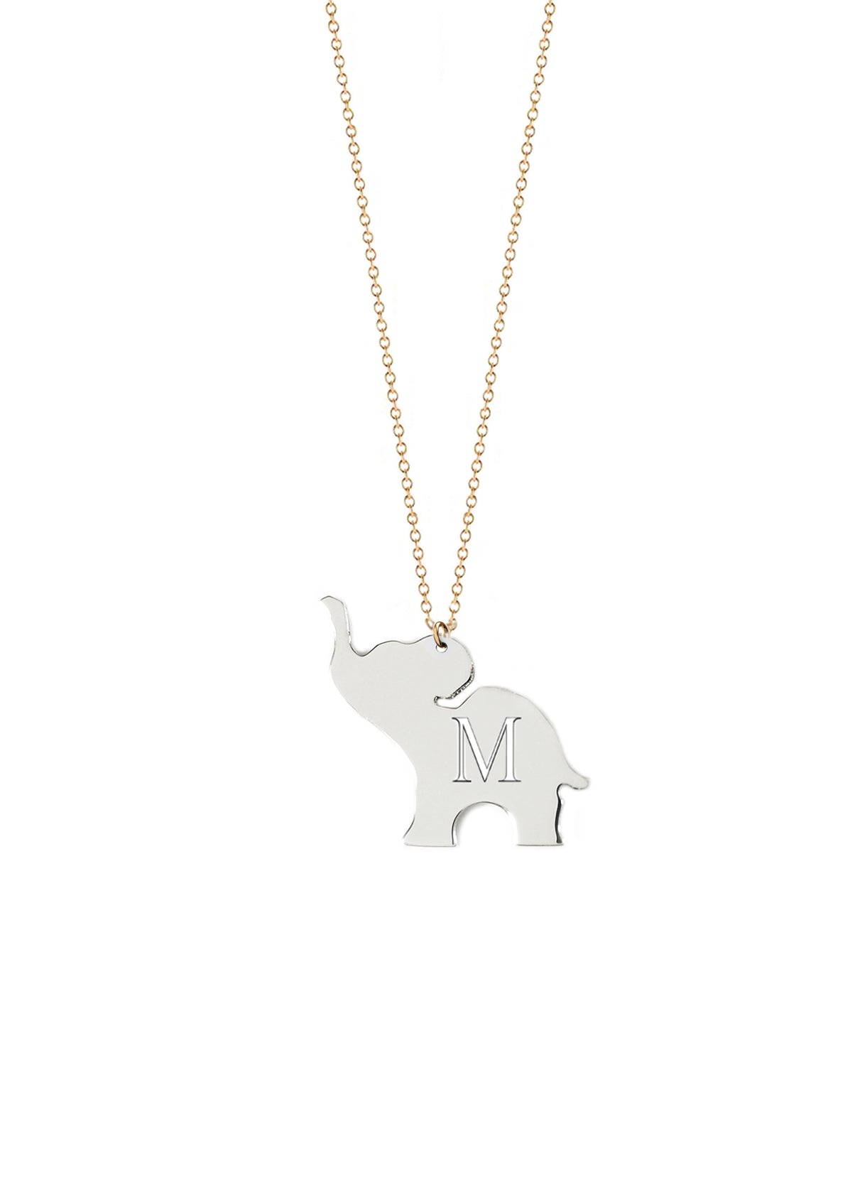 Good Luck Elephant Initial Necklace