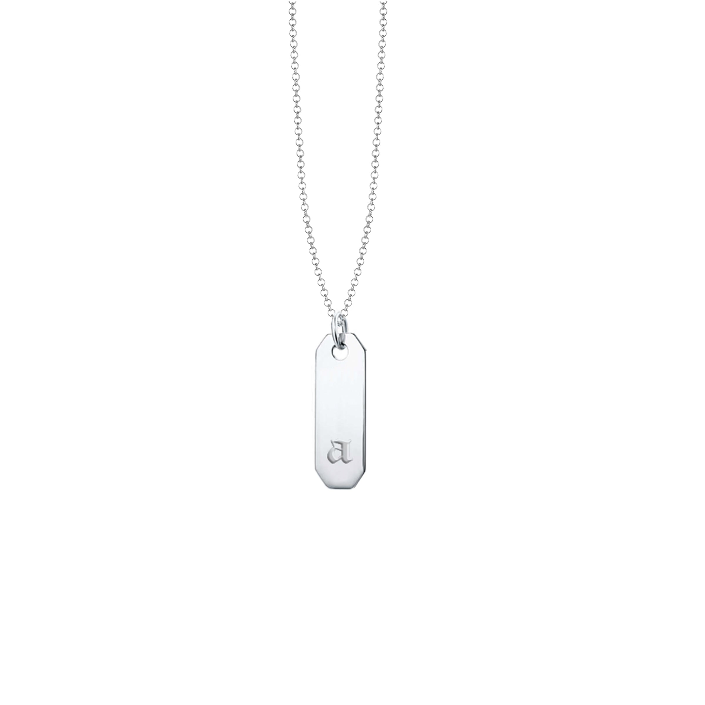 Initial Necklace Silver Tag Necklace Initial Tag Necklace