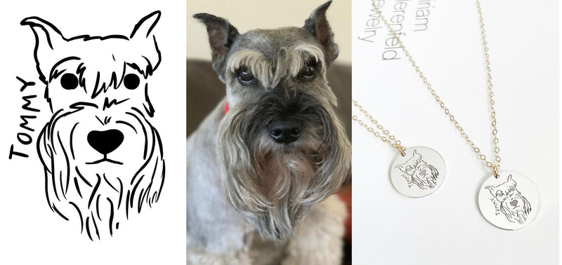 Custom Pet Portrait Necklace and ID Tag